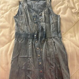 Noisy May Light Blue Denim Button-Front Mini Dress